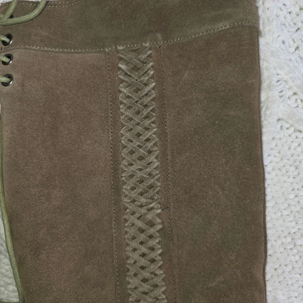 Sbicca Gusto Over The Knee Boots Brown Suede Woven Side‎ Lace Up Back Women 7